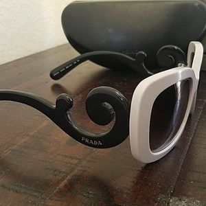 Prada minimal baroque grey and black sunglasses